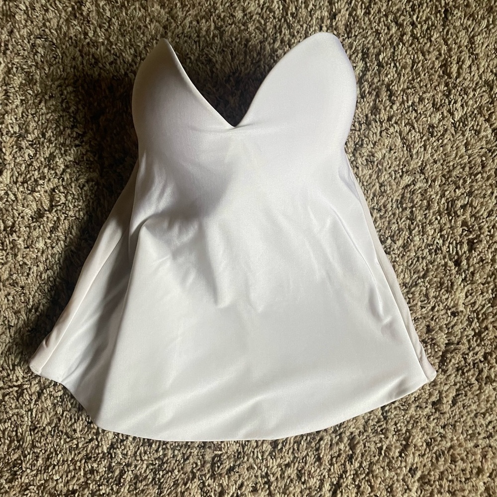 David's Bridal White Strapless Bustier Top